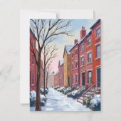 City Snowfall | Winter Watercolor Painting Card (正面)