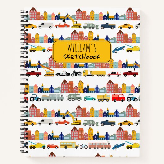 City Transportation Vehicles Kids Sketchbook ノートブック (正面)