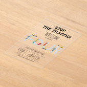 City Transportation Vehicles Truck Four Birthday アクリル招待状 (レイダウン)