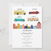 City Transportation Vehicles Truck Second Birthday 招待状 (正面)