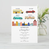 City Transportation Vehicles Truck Second Birthday 招待状 (スタンド正面)