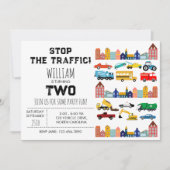 City Transportation Vehicles Truck Second Birthday 招待状 (正面)