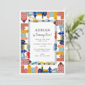 City Transportation Vehicles Truck Second Birthday 招待状 (スタンド正面)