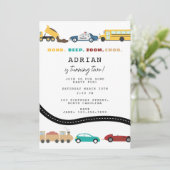 City Transportation Vehicles Truck Second Birthday 招待状 (スタンド正面)