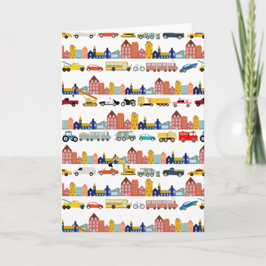 City Transportation Vehicles Trucks Cars Kids カード (正面)