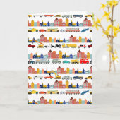 City Transportation Vehicles Trucks Cars Kids カード (黄色い花)