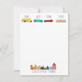 City Transportation Vehicles Trucks Cars Kids ノートカード (正面)