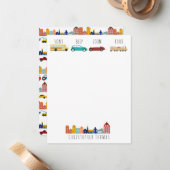 City Transportation Vehicles Trucks Cars Kids ノートカード (正面/裏面インサイチュ)