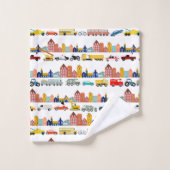 City Transportation Vehicles Trucks Cars Kids バスタオルセット (ウォッシュタオル)