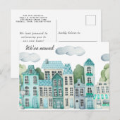 City We've Moved -  New Address Watercolor Door  案内ポストカード (正面/裏面)