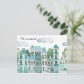 City We've Moved -  New Address Watercolor Door  案内ポストカード (スタンド正面)