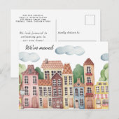 City We've Moved -  New Address Watercolor Door  案内ポストカード (正面/裏面)