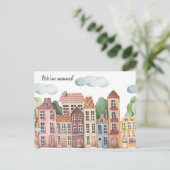 City We've Moved -  New Address Watercolor Door  案内ポストカード (スタンド正面)