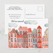 City We've Moved -  New Address Watercolor Door  案内ポストカード (正面/裏面)