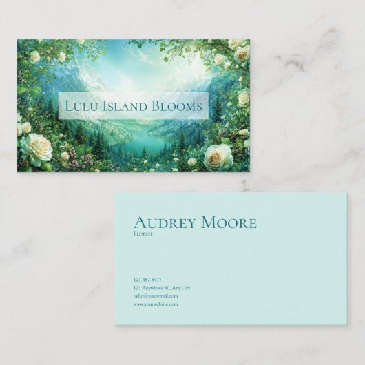 City White Rose Floral and Sunny Mountain Valley 名刺 (正面/裏面)