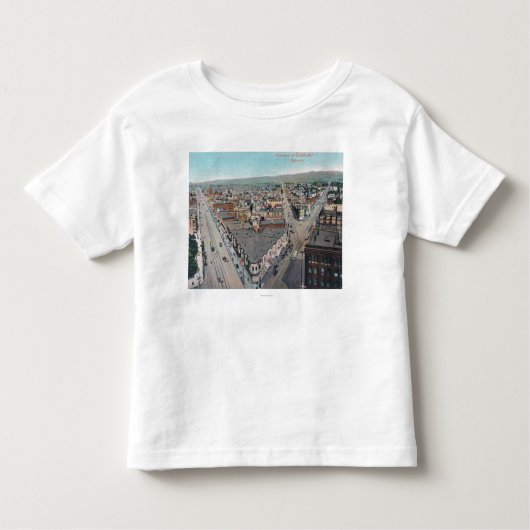 CityOaklandの空中写真、カリフォルニア トドラーTシャツ (正面)