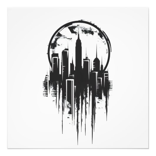 Cityscapeモノクロロゴ フォトプリント (正面)