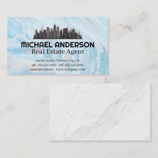 Cityscapeロゴ |大理石（青） 名刺 (正面/裏面)