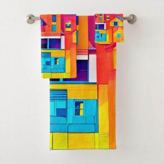 Cityscape鮮やか Dreamscapeアート バスタオルセット (インサイチュ)