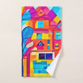 Cityscape鮮やか Dreamscapeアート バスタオルセット (ハンドタオル)