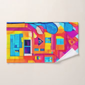 Cityscape鮮やか Dreamscapeアート バスタオルセット (ハンドタオル)