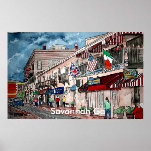 Cityscape architecture historical art, Savannah Ga ポスター (正面)