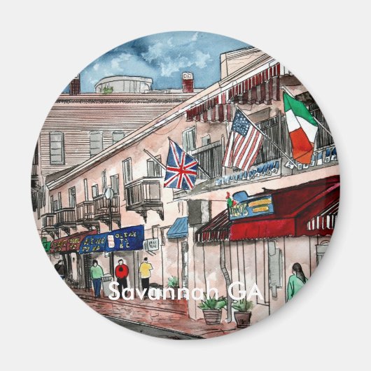 Cityscape architecture historical art, Savannah GA マグネット (正面)