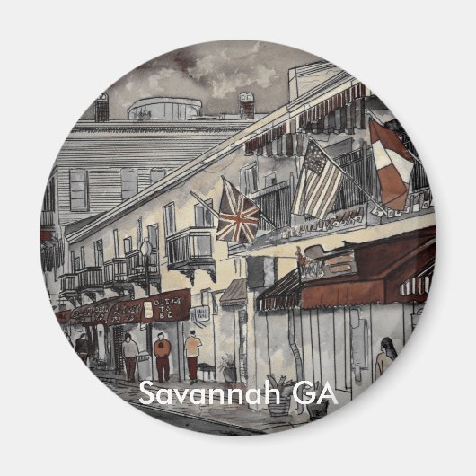 Cityscape architecture historical art, Savannah GA マグネット (正面)