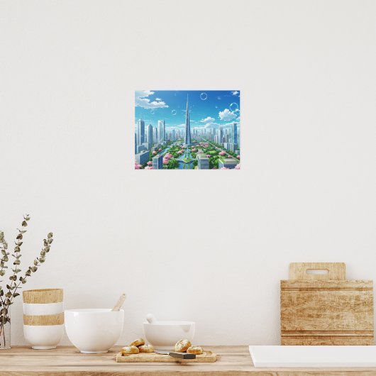 Cityscape Art Abstract Urban Architectural Design ポスター (キッチン)