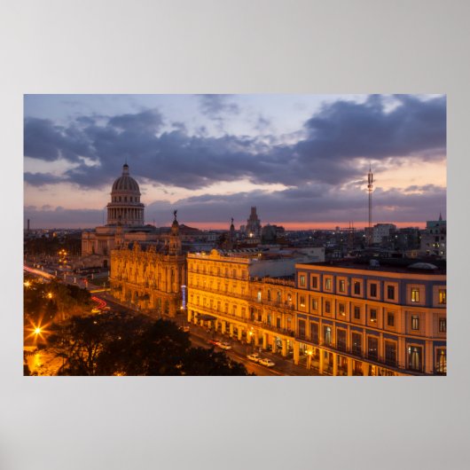 Cityscape at sunset, Havana, Cuba ポスター (正面)
