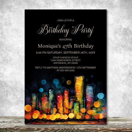 Cityscape Birthday Party 招待状
