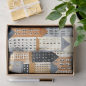 Cityscape drawing naturals and blue 薄葉紙 (ギフト)