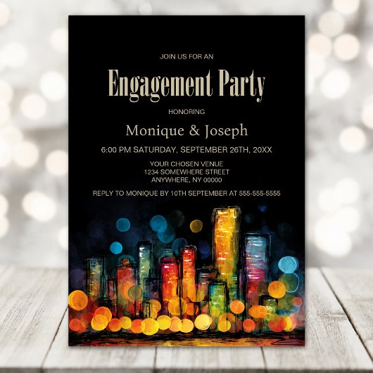 Cityscape Engagement Party 招待状