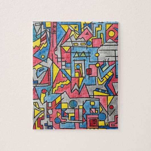 Cityscape-Modern Bauhaus Geometric Art ジグソーパズル (縦)