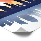 Cityscape Silhouette at Sunset Reflection ポスター (角)