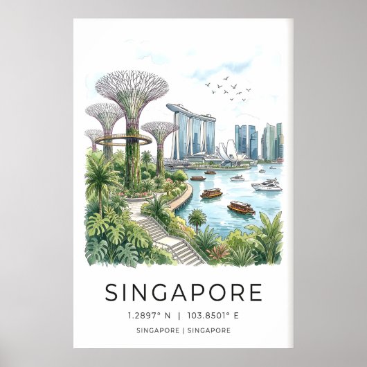 Cityscape Wall Art Singapore Marina Bay - Graphic ポスター (正面)