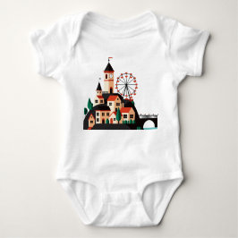 Cityscape with Ferris wheel Baby Bodysuit ベビーボディスーツ
