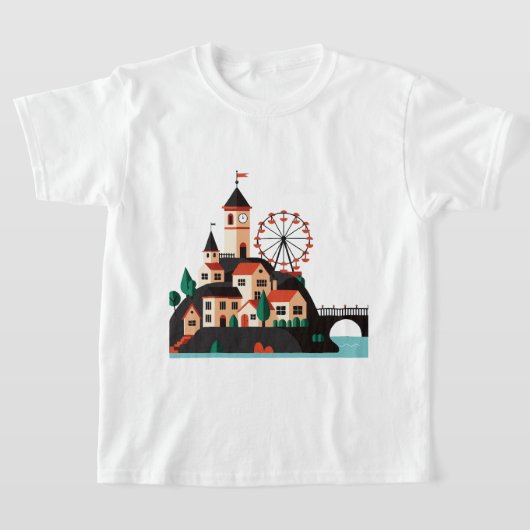 Cityscape with Ferris wheel Tシャツ (レイダウン)