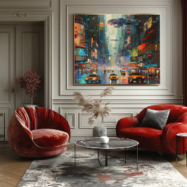 Ciudad Futurista: Paisaje Impresionista y Realista ポスター