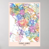 Ciudad Juárez Mexico Map ポスター (正面)