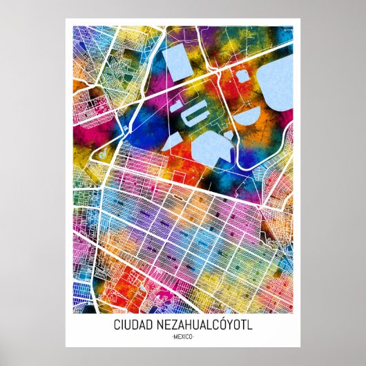 Ciudad Nezahualcóyotl Mexico City Map ポスター (正面)
