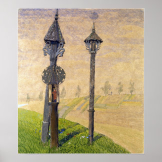 Ciurlionis - Zemitija 1909のWayside Crosses ポスター
