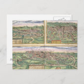 Civのモンペリエ、ツアー、ポワティエの地図 ポストカード (正面/裏面)