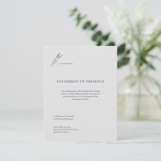 Civil Ceremony Registry Wedding Response Card 出欠カード (スタンド正面)