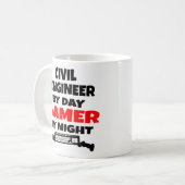 Civil Engineer Loves Playing Video Games コーヒーマグカップ (正面左)