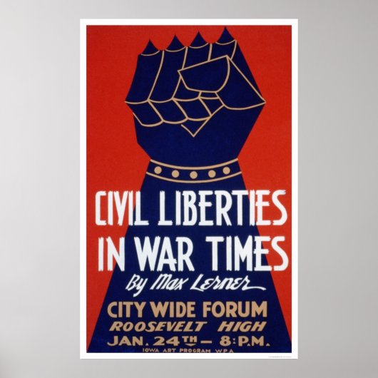 Civil Liberty WWII 1940 WPA ポスター (正面)