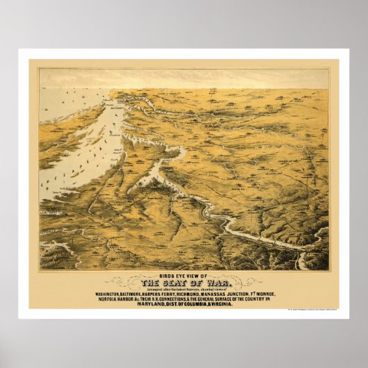 Civil War Panoramic Map 1861 ポスター (正面)