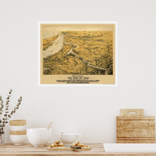 Civil War Panoramic Map 1861 ポスター (キッチン)