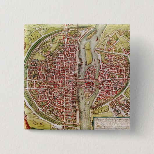 「Civitatesのorbisのterrarrumからのパリの地図 缶バッジ (正面)