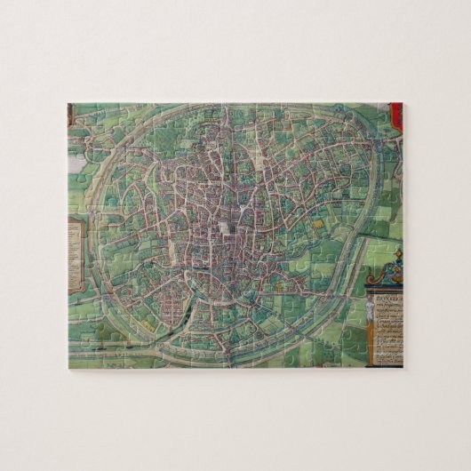 「Civitates Orbisの大地からのブリュッセルの市街地図、 ジグソーパズル (横)